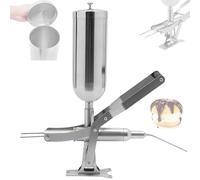 Riempitrice per ciambelle da 5 litri, macchina per churros manuale in acciaio inox 304, macchina per il riempimento di crema di marmellata al cioccolato da banco per panetterie(4 Filling Pipes)