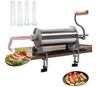 Riempitrice per salsicce, 2,7 kg/3 l, in acciaio inox, orizzontale, riempitrice manuale per salsicce con 4 tubi di riempimento, per uso commerciale o domestico