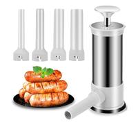 Riempitrice per salsicce con 4 tubi di ripieno, riempitivo per carne e salsicce, manuale verticale fatto in casa, kit di strumenti per la cucina domestica