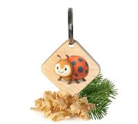 Rienco - Portachiavi Coccinella Portafortuna - Ciondolo Coccinella in Legno d'Acero FSC - Portafortuna Auto Casa Nuova - 4x4cm Peso 10g