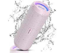 RIENOK Cassa Bluetooth Potente Portatile IPX7 Impermeabile Speaker Bluetooth, Bassi Potenti, Vero Stereo Senza Fili, Bluetooth 5.3, Luce LED, AUX & Micro SD, Ricaricabile Tipo-C, Rosa