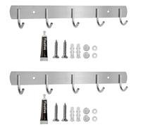 Rieoany 2 Pezzi Autoadesivi Appendiabiti da Parete, Acciaio Inossidabile Spesso Portachiavi Da Parete, Attaccapanni da Muro Buona capacità portante, Porta Chiavi da Muro per Casa con 5 Ganci