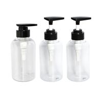 Rieoany Dispenser Doccia 300ml 3 Pezzi, Bottiglie Vuote Ricaricabili per Shampoo Bagnoschiuma, Dosatore Sapone Trasparente Cucina Bagno con Pompa