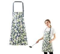 Rieoany Grembiule da Cucina con Fiori Regolabile Grembiule Impermeabile per Barbecue con Tasca di Grande Capacità per Donne e Uomini Cucina Parrucchiere Pulizia Giardinaggio Ceramica Pittura Blu