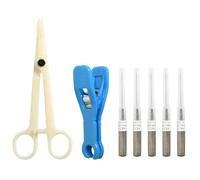 Rieoany Set da 7 Pezzi Ago Cannula Piercing Kit, Aghi Piercing con Morsetti a Ganasce Rotonde e Pinze Apribili, per Naso, Orecchie, Labbra e Sopracciglia (Grigio, 16G/1.2mm)