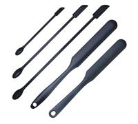 Rieoany Spatola Silicone Set, Spatole Alimentari con Anima Metallo, 2 Spatola per Silicone + 3 Mini Leccapentole Silicone per Cucina, Pâtisserie e Bellezza, Nero
