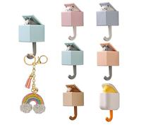 RIEONA 6 PCS Creative Adhesive Coat Hook, Cute Pet Hooks Wall Mounted, Wall Mounted Adhesive Hook Cat Mouse Hooks for Coat, Scarf, Hat, Towel, Key, for Wall Hanging Decor (Color