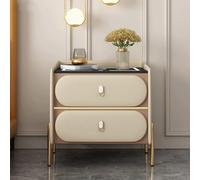 Rieort Comodino Comodino da 40/45/50 cm Comodino con Ricarica Intelligente Tavola Artificiale/tavolino in Pelle con Serratura a Combinazione e Luce a 3 Colori Semplice