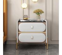 Rieort Comodino Comodino da 40/45/50 cm Comodino con Ricarica Intelligente Tavola Artificiale/tavolino in Pelle con Serratura a Combinazione e Luce a 3 Colori Semplice
