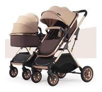 Rieort Passeggino Doppio Leggero Carrozzina in Alluminio Passeggino con tettuccio Regolabile Passeggino gemellare Pieghevole per paesaggi Alti