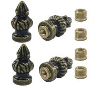 Rierdge Pomello per lampada in ottone anticato - Design a vite a doppia filettatura che si adatta a filettature arpa da 3/8" e 1/4-27 per lampade da parete da tavolo, confezione da 4 finiture: