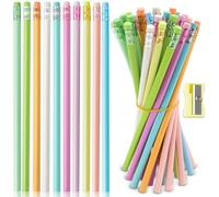 Rierousy 30 matite HB con gomma, 10 colori triangolari per bambini, scuola e ufficio, matita in grafite pre-appuntita, per scrivere, disegnare, regalo per studenti, insegnanti, colleghi