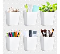 Rierousy 6 pezzi Tazze di Pannello Forato con Ganci, Contenitore Quadrato di Accessori di Pegboard, Organizzatore di Pareti di Pegboard per l'ufficio e la Casa