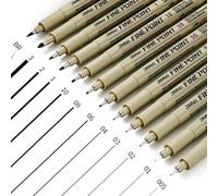 Rierousy Micron Fineliner, set di 12 pezzi Fineliner Nero con 12 Diverse Larghezze di Linea, Fineliner per Artisti, Fineliner Impermeabile per Lllustrazioni, Schizzi