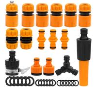 Rierousy Set di 16 connettori per tubi da 1/2", compatibili con Gardena, connettore rapido per tubo da giardino, senza perdite per rubinetto e irrigazione