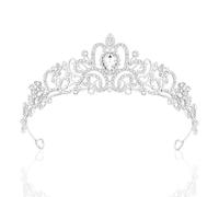Rierousy Tiara Corona di Cristallo, Tiara Sposa, Capelli da Sposa Strass, Diadema Sposa Adatta per Matrimoni, Cerimonie, Concorsi, Feste di Principesse, Feste di Compleanno e Altro Ancora (Argento)