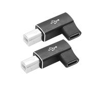 Riertostng 2 adattatori per stampante a 90 gradi, da USB C da femmina a USB B MIDI maschio ad angolo retto, per musica e pianoforte, telefoni cellulari, tablet, stampanti, scanner (nero)