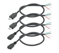 Riertostng 2Pair Short Micro USB 4 Pin Cavo di Filo Nudo da 11 pollici, 5V/2A Micro USB Maschio e Femmina 4 Pin Pigtail Cavo di Alimentazione e Dati a Estremità Aperta, per Attrezzature USB Installate
