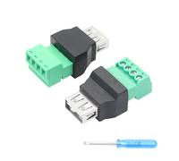 Riertostng Adattatore terminale a vite USB 2.0 A femmina a 4 pin, convertitore connettore USB A Quick Connect senza saldatura, per ricarica e trasferimento dati di dispositivi USB, 2 pezzi