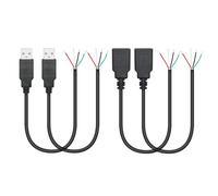 Riertostng Cavo corto USB a 4 pin Bare Wire da 28 cm, USB A maschio e femmina a 4 pin Pigtail Open End cavo di alimentazione e dati 5 V/2 A, per dispositivi installati o riparazioni fai da te