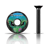 Riesel Design - Tappo sterzo in Carbonio con Vite in Alluminio, per Bici da Corsa, Ghiaia, ciclocross, MTB/Attacco e Tappo per Gioco di sterzo per Asta Forcella 1 1/8" (Alieno)