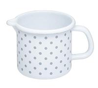 Riess, 0039-066, pentola per becco 10 0,75 l, colore grigio, diametro 10 cm, altezza 10 cm, capacità 0,75 litri, smaltata, bianco con pois grigi, 0,34 kg, 16,3 x 11,3 x 10 cm, induzione
