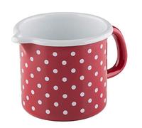 Riess, 0039-077 - Pentola per becco 10, colore: rosso, diametro 10 cm, altezza 10 cm, capacità 0,75 litri, smaltata, rosso/bianco, induzione