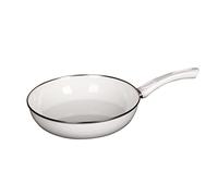 Riess, 0057-033, padella in vetro ceramico bianco 28, padella smaltata classica, diametro 28 cm, altezza 6,5 cm, capacità 2,2 litri, smaltata, bianco, induzione