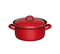Riess, 0127-020, casseruola con coperchio, 14 cm, 0,75 l, classico, colore rosso, lunghezza 20,3 x 15,9 x 11,5 cm, peso 0,736 kg