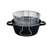 Riess, 0366-022 - Padella per patatine fritte con inserto 20, classica, colore nero, diametro 20 cm, altezza 10 cm (senza inserto 9,3 cm), smaltata, nero, a induzione