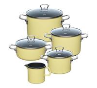 Riess, 0546-002, set risparmio da 5 pezzi, Lemon, Nouvelle Pur, LBH 28,5 x 48,5 x 39 cm, peso 9,26 kg, pentola 16, 20, 24 cm di diametro, casseruola 24 cm, casseruola 16 cm, set di pentole con