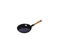 Riess, 0563-022, Padella di legno 20, CLASSIC - smalto nero, diametro 19 cm, altezza 7,7 cm, smalto, con manico in legno e anello per appendere, nero, padella a induzione, padella