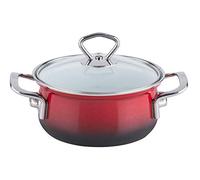 Riess 0655-039 - Casseruola con coperchio in vetro, NOUVELLE BROMBEER, diametro 16 cm, capacità 1 litro, smaltato, rosso, induzione