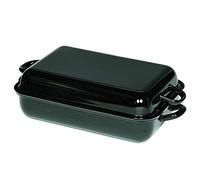 Riess Roaster Bratrohrpfanne con Coperchio Smalto Nero 37 X 26 CM Casseruola