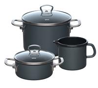 Riess NOUVELLE PUR Set di pentole in smalto, 3 pezzi Dark Grey