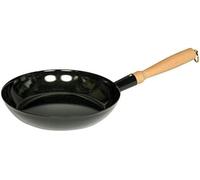 Riess Padella classica nera rotonda con manico in legno, diametro 24 cm, colore nero