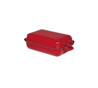 Riess, 0104-019, padella con coperchio 32/22, casseruola classica - colore rosso, lunghezza 32 cm, larghezza 22 cm, altezza 11,6 cm, smaltata, rosso/nero