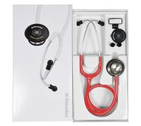 Riester, Stetoscopio Duplex 2.0, elevate prestazioni acustiche, con targhetta per nome, olive di ricambio e membrana, in acciaio inox, per adulti, rosso, 32336