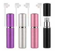 rietegio 4 mini flaconi spray da 10 ml, dispenser per profumo da viaggio, ricaricabili, essenziali da viaggio, per borsetta, borsa e bagaglio (nero, argento, rosa, viola)