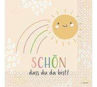Riethmüller Tovaglioli "Schön, dass du da bist", 33 cm x 33 cm, 16 pezzi, grandi tovaglioli di carta con scritta per compleanno e festa di famiglia, decorazione da tavolo