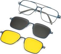 Rietoiu Olene - Occhiali da sole polarizzati 3 in 1, da uomo e donna, 3 in 1, magnetici, con clip magnetica, occhiali da sole polarizzati con clip, protezione UV, occhiali da sole magnetici, Blu