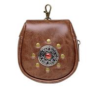 Rievocazione storica PU Leather Belt Pouch medievale portamonete con ornamento in rilievo per feste a tema cosplay festival borsa, Marrone, Bellezza di massa
