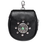 Rievocazione storica PU Leather Belt Pouch medievale portamonete con ornamento in rilievo per feste a tema cosplay festival borsa, Nero , Bellezza di massa