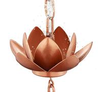 Rifachua Catena antipioggia da 2,6 m per grondaie pluviali esterni, rame placcato Lotus Rain Chain Cups, funzionale e decorativo di ricambio per grondaie pluviali