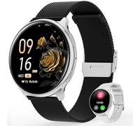 RifePhi Smartwatch da donna, 1,39", con funzione telefono e misurazione della pressione sanguigna, SpO2, frequenza cardiaca 24/7 e analisi del sonno, 120 modalità sportive, contapassi (nero argento)