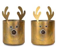 Riffelmacher 10368 - Set di 2 vasi per piante con renna e corna, decorazione natalizia, 20 x 31 e 15 x 26 cm