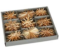 Riffelmacher 75312 - Assortimento di paglia, dimensioni di ogni stella circa 6 cm, 30 pezzi, decorazioni per albero di Natale, decorazioni per l'Avvento