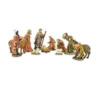 Riffelmacher 78005 - Statuine dipinte per presepe natalizio, dimensioni max. 12 cm, set da 12 pezzi, in poliresina, Natale, storia di Natale, regalo