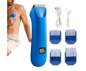Rifinitore per il corpo da uomo con schermo digitale - Rasoio elettrico USB a basso rumore | Zone intime Pube Testicoli Torso Schiena Ascelle | 4 zoccoli inclusi | Rasatura comoda e sicura