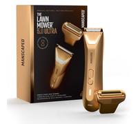 Rifinitore per peli del corpo e inguine MANSCAPED® The Lawn Mower® 5.0 ULTRA - Rifinitore a doppia testa SkinSafe® e lame a lamina, impermeabile, ricaricabile tramite USB-C, Forged Gold